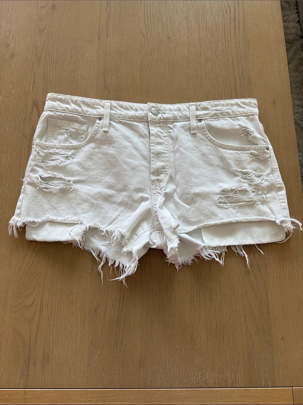 Joe's Jeans White Distressed Frayed Hem Denim Shorts